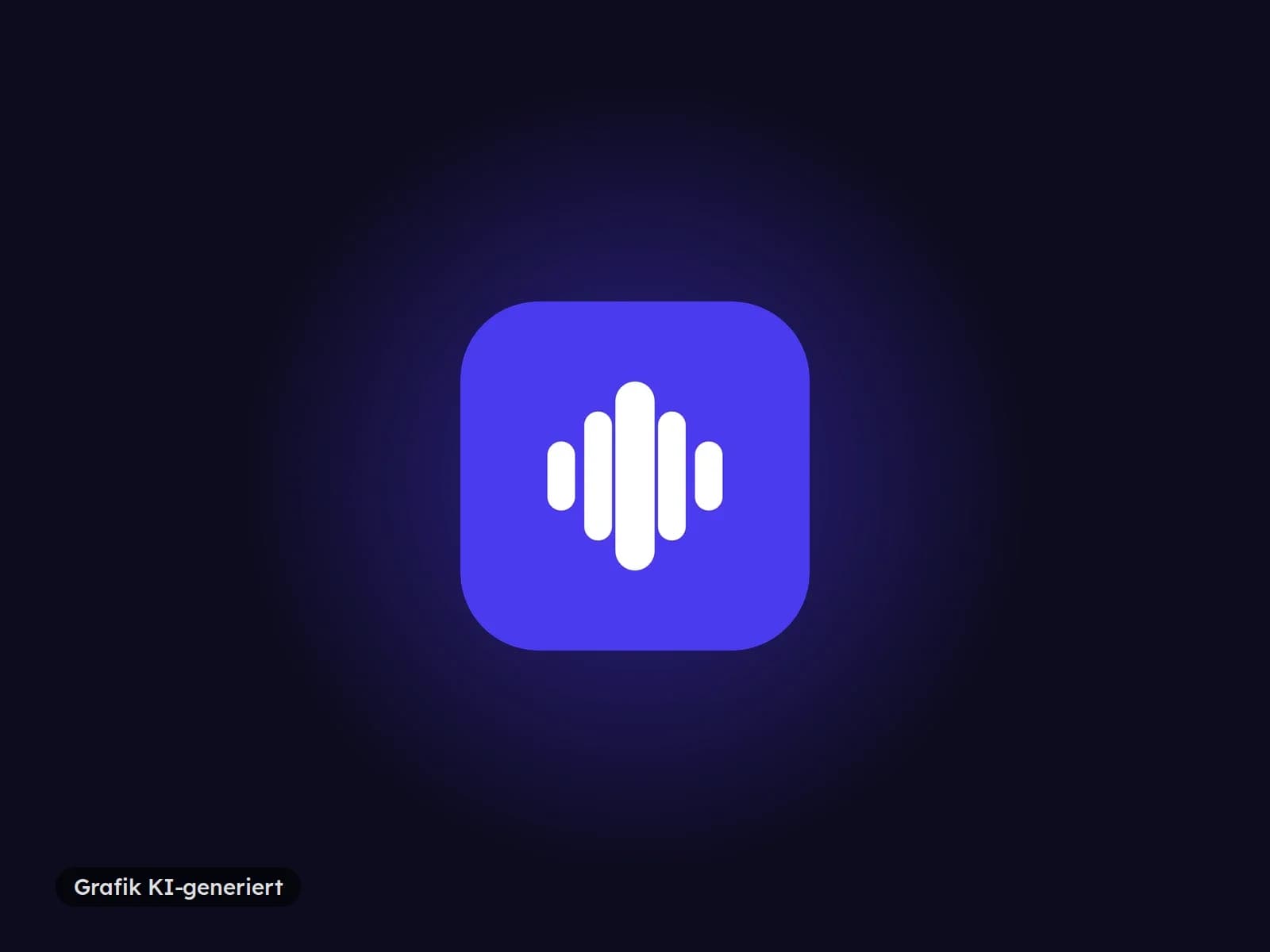 Diktix-App-Icon auf dunklem Hintergrund mit indigoblauem Leuchten